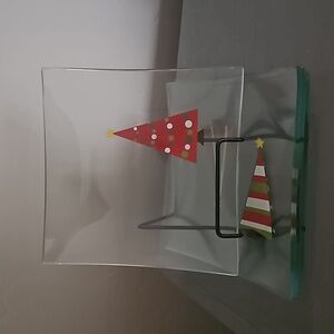 Set of 4 Pampered Chef Christmas Tree Plates